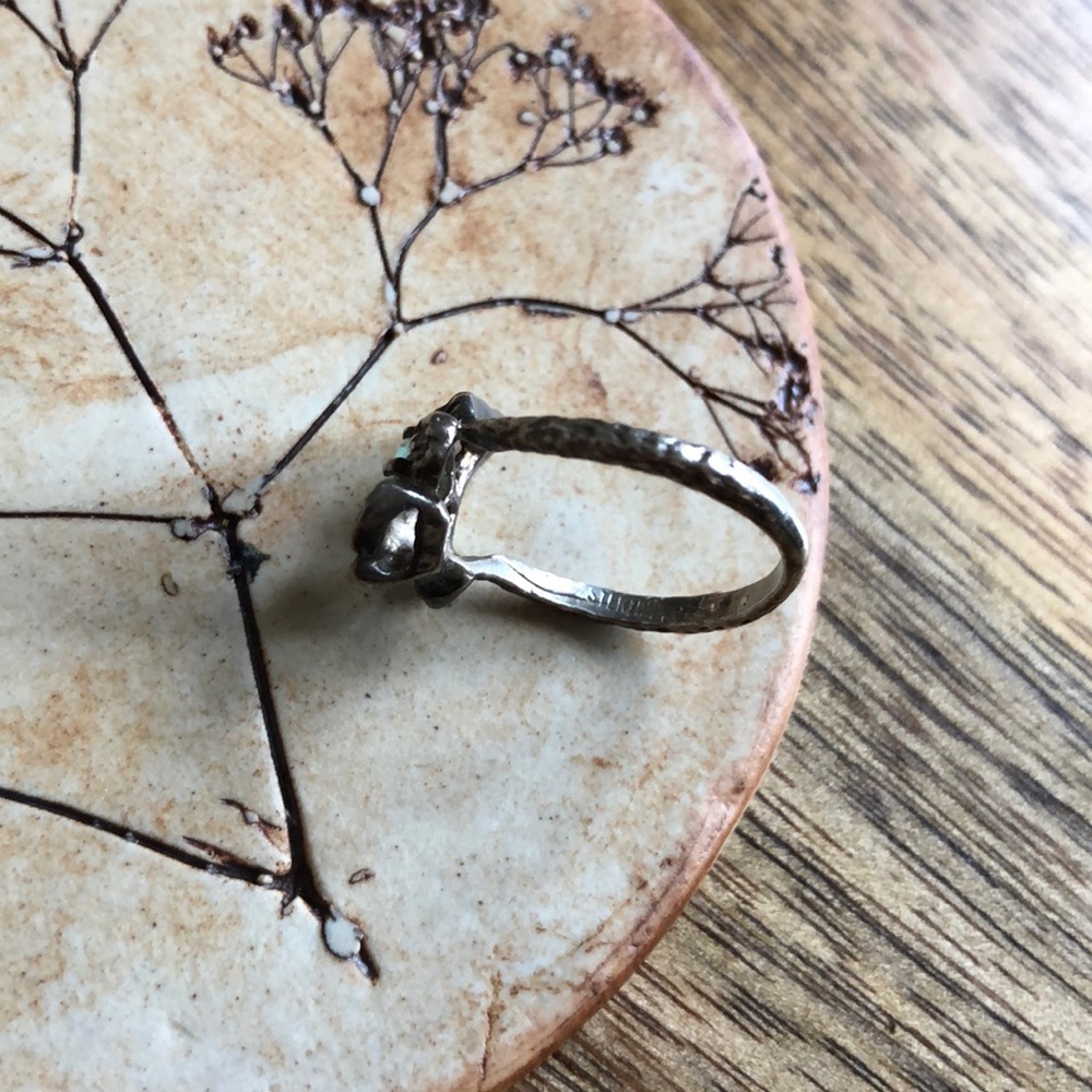 VINTAGE Brutalist Modernist Sterling Opal Ring, 6 - Picture 13 of 16